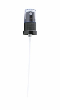 Spray-Zerstäuberpumpe DIN 18, schwarz mit Schutzkappe klar